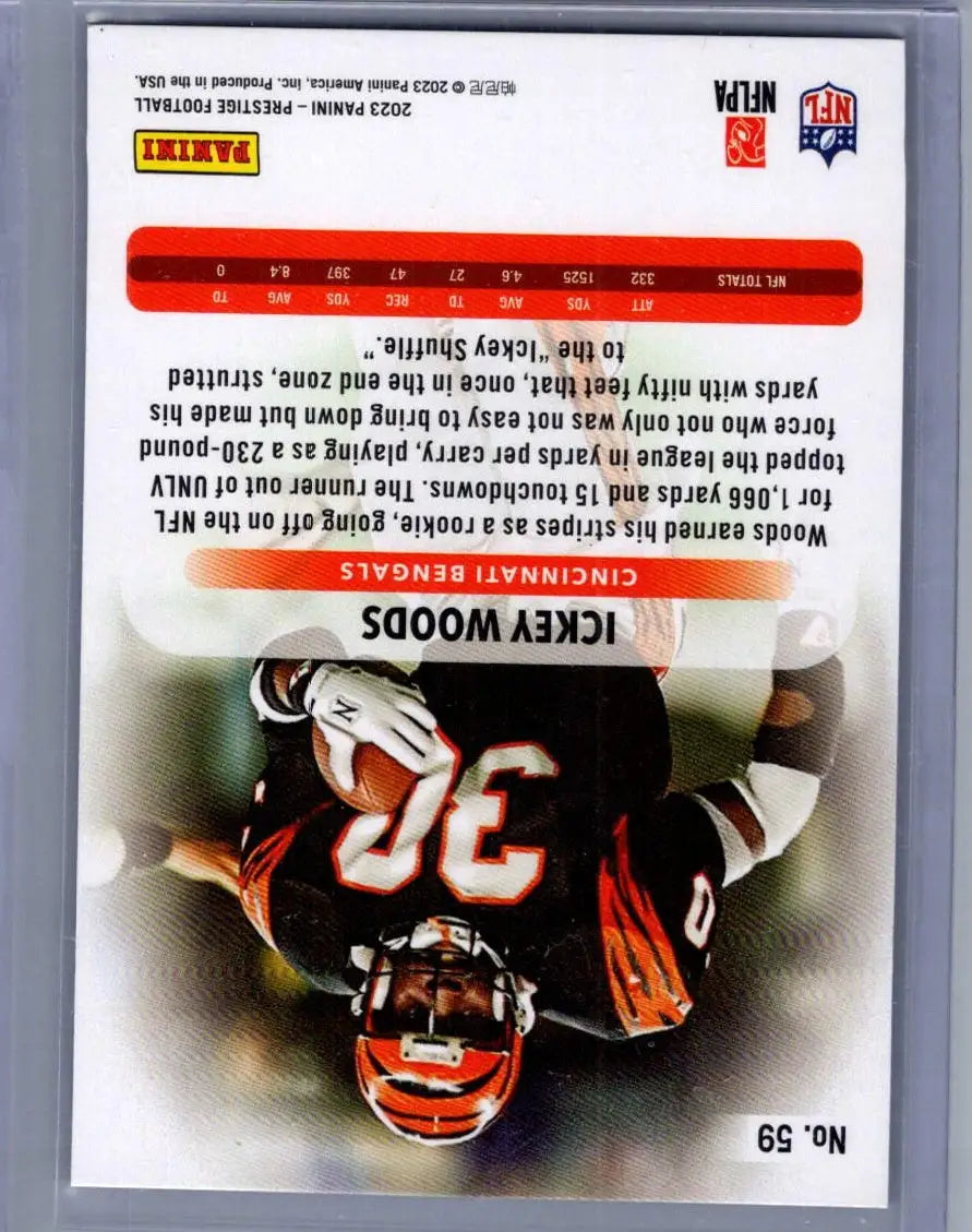 2023 Panini Prestige #59 Ickey Woods Xtra Points Premium Blue #/299