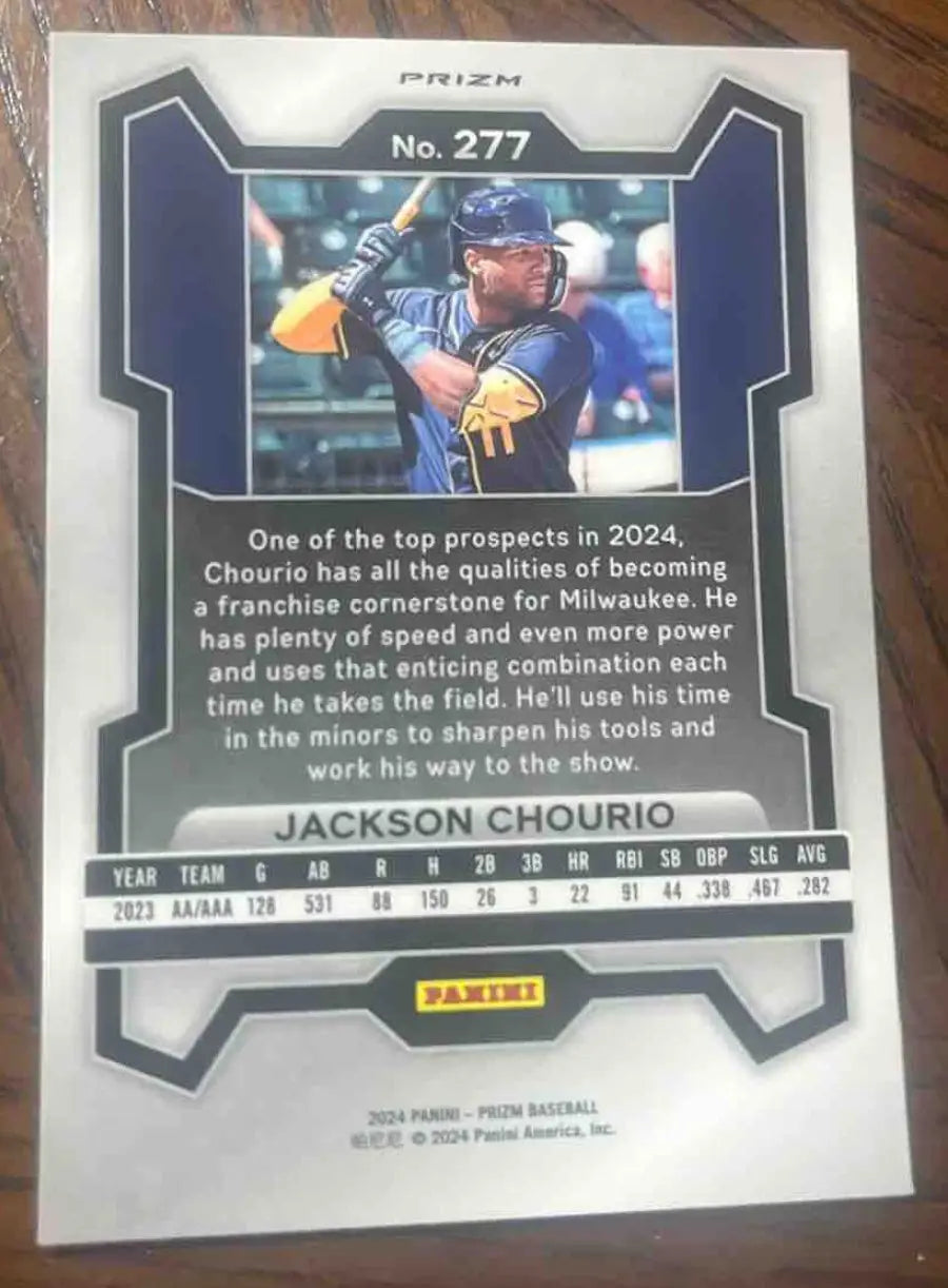 2024 Panini Baseball Prizm Jackson Chourio Pink Ice #277 RC Milwaukee Brewers