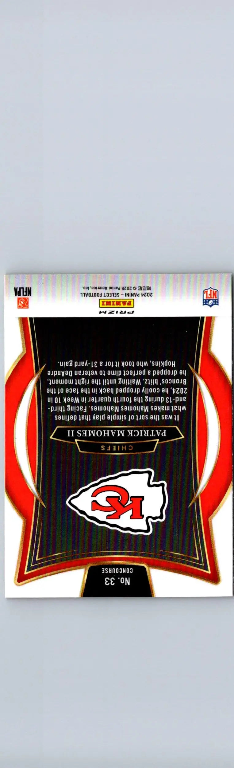 2024 Panini Select #33 Patrick Mahomes II Red & Yellow Prizm Shock