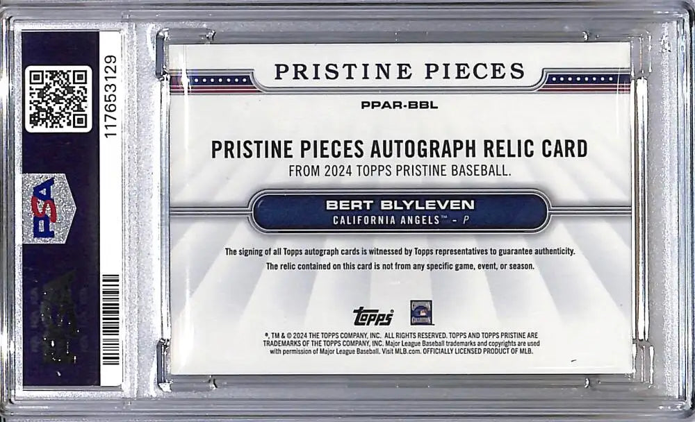 2024 Topps Pristine Pieces Gold #PPAR-BBL Bert Blyleven PSA 9 MINT MEM Auto 32/50 California Angels