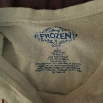 Disney Frozen Girls White Cap Sleeve T-Shirt Size 6/6X Elsa Anna Graphic Tee
