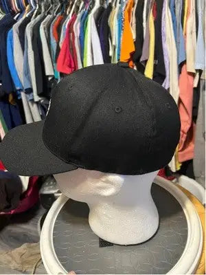 Men's Lids Flexfit Black White Logo Baseball Cap S-M
