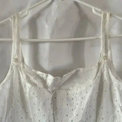 Nine West Women's White Eyelet Sundress Size 14 Summer Casual Sleeveless Dress
