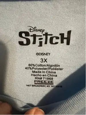 Women's FREEZE Disney Stitch Light Blue Dark Blue Tee 3X