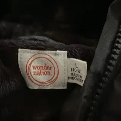Wonder Nation Girl's Black Puffer Jacket Size 10/12 Warm Winter Coat