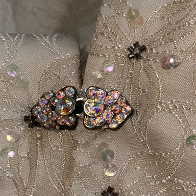 Coldwater Creek 2-Piece Dress & Jacket Set Beige Size 24 Crystal Embellished
