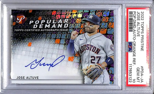 2022 Topps Pristine Popular Demand Orange #PDA-JA Jose Altuve PSA 10 GEM MINT Auto 03/25 Houston Astros