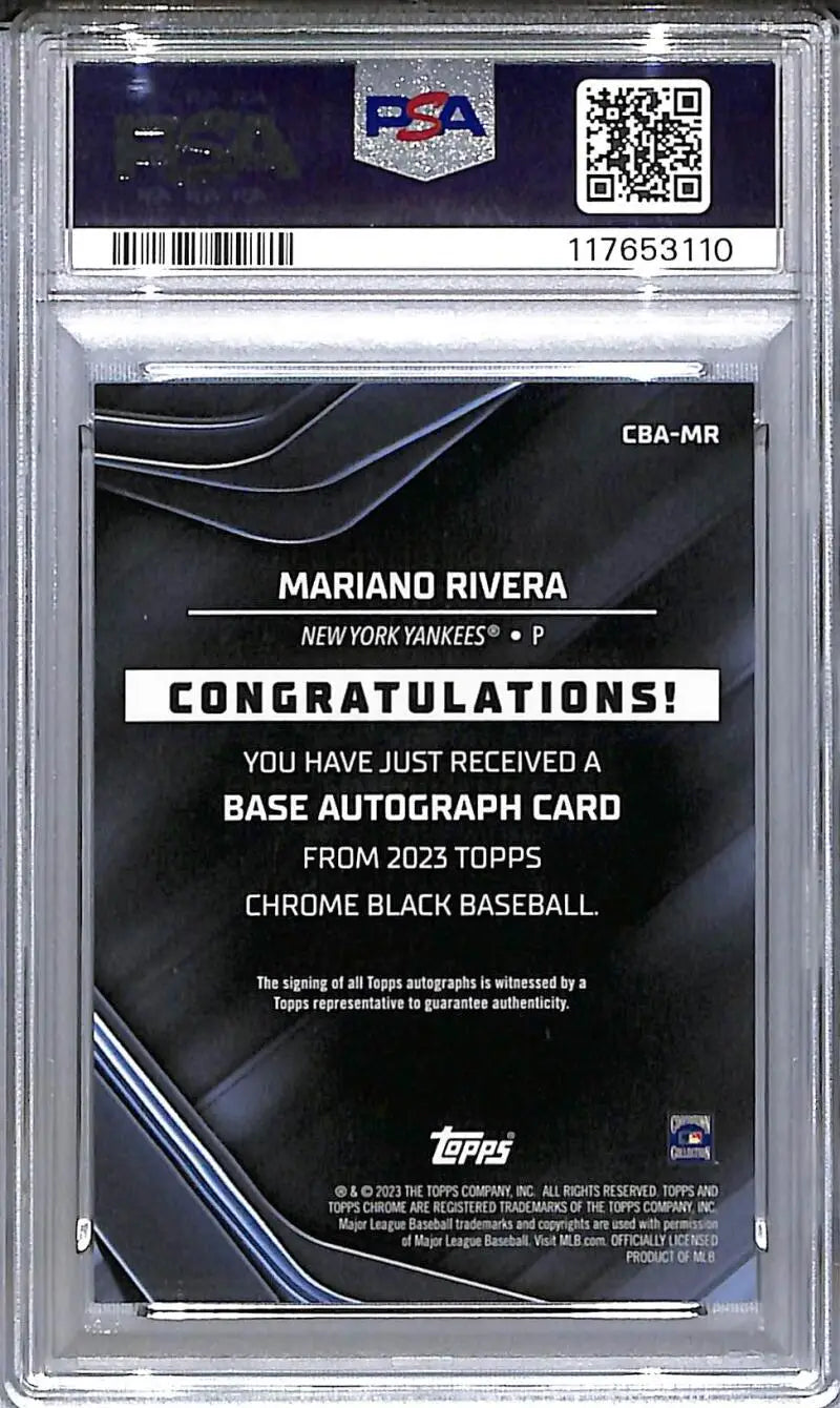 2023 Topps Chrome Black #CBA-MR Mariano Rivera PSA 10 GEM MINT Auto New York Yankees