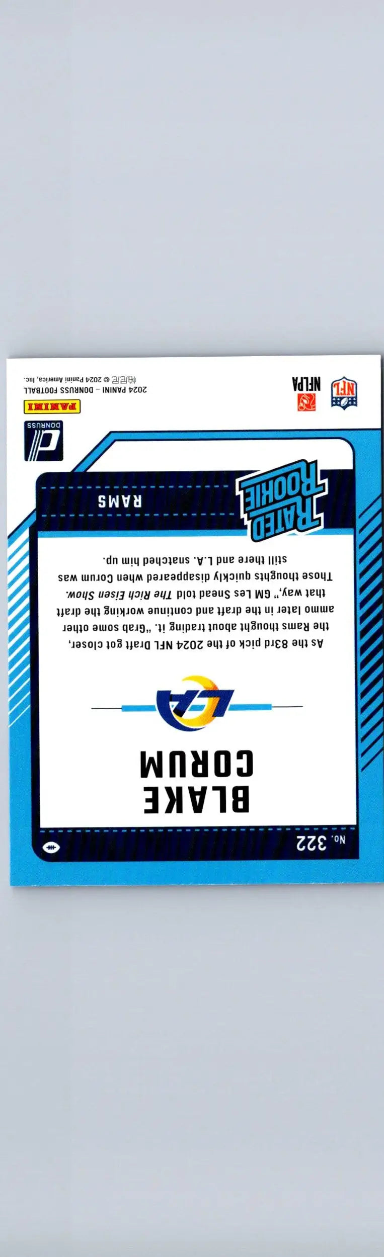 2024 Donruss #322 Blake Corum Press Proof Blue