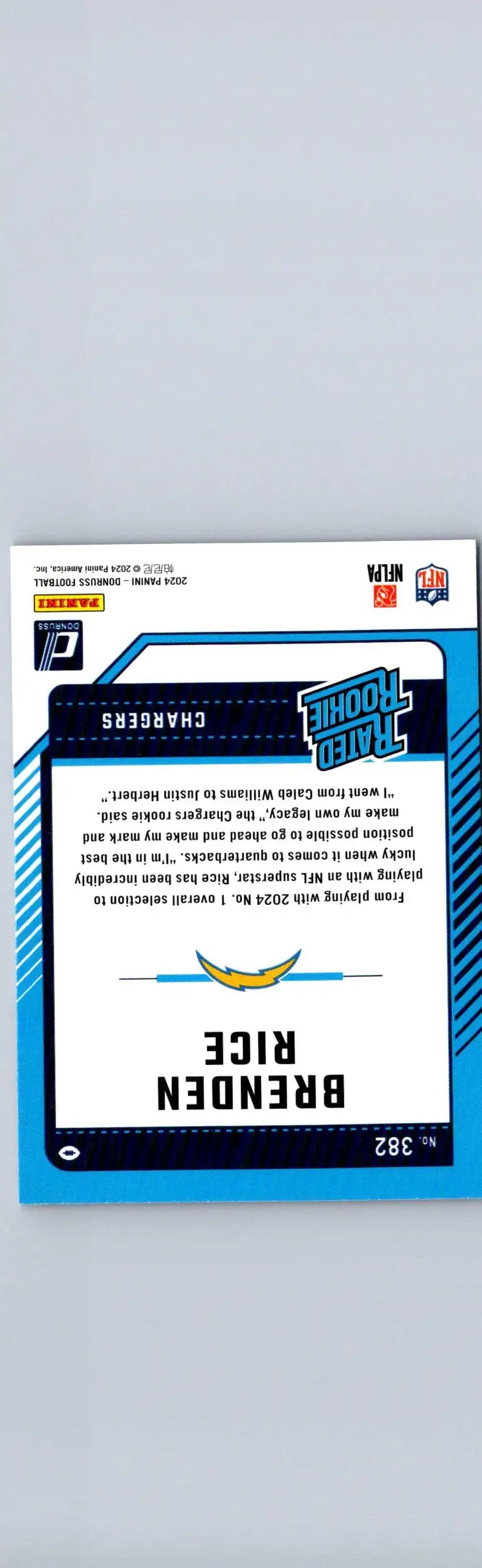 2024 Donruss #382 Brenden Rice Press Proof Blue