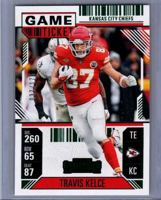 2024 Panini Contenders #48 Travis Kelce Game Ticket Green #/175