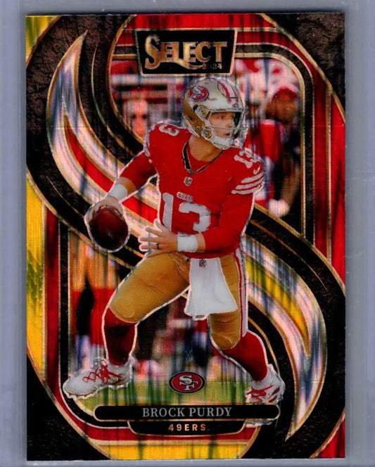 2024 Panini Select #124 Brock Purdy Red & Yellow Prizm Shock