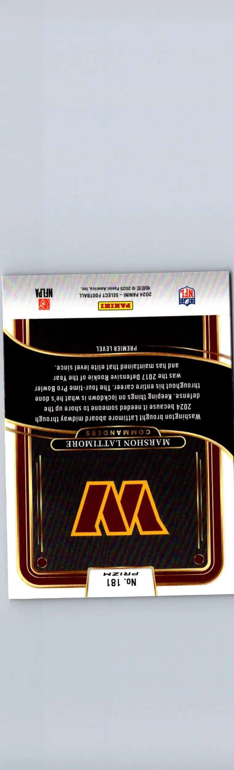 2024 Panini Select #181 Marshon Lattimore Red & Yellow Prizm Shock