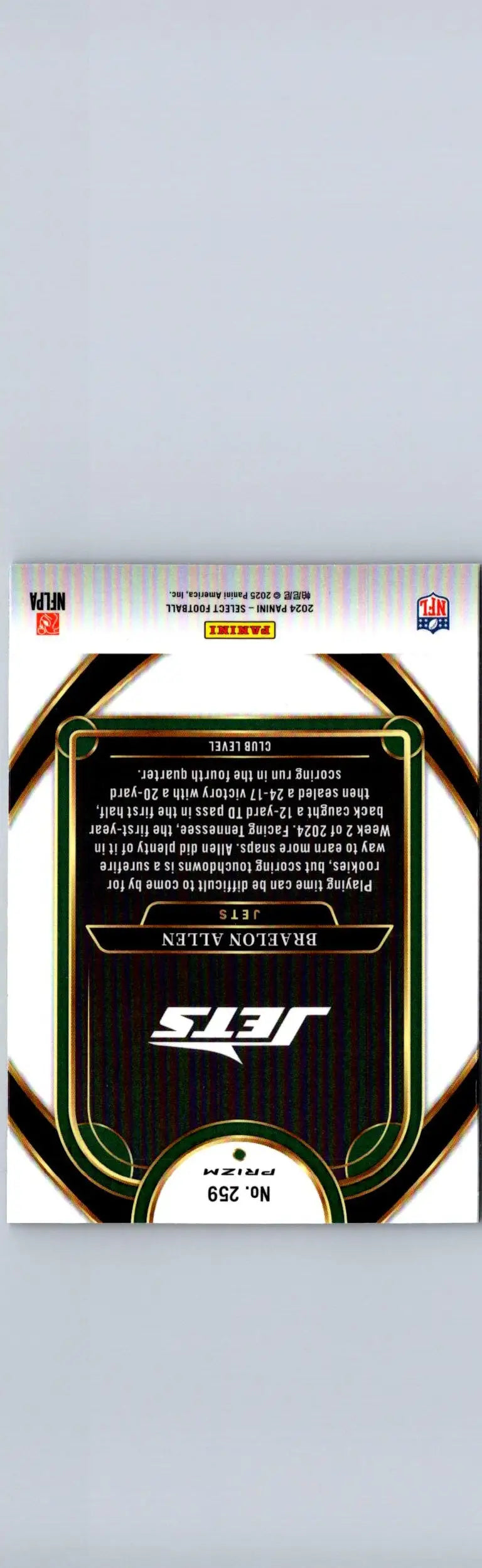 2024 Panini Select #259 Braelon Allen Red & Yellow Prizm Shock
