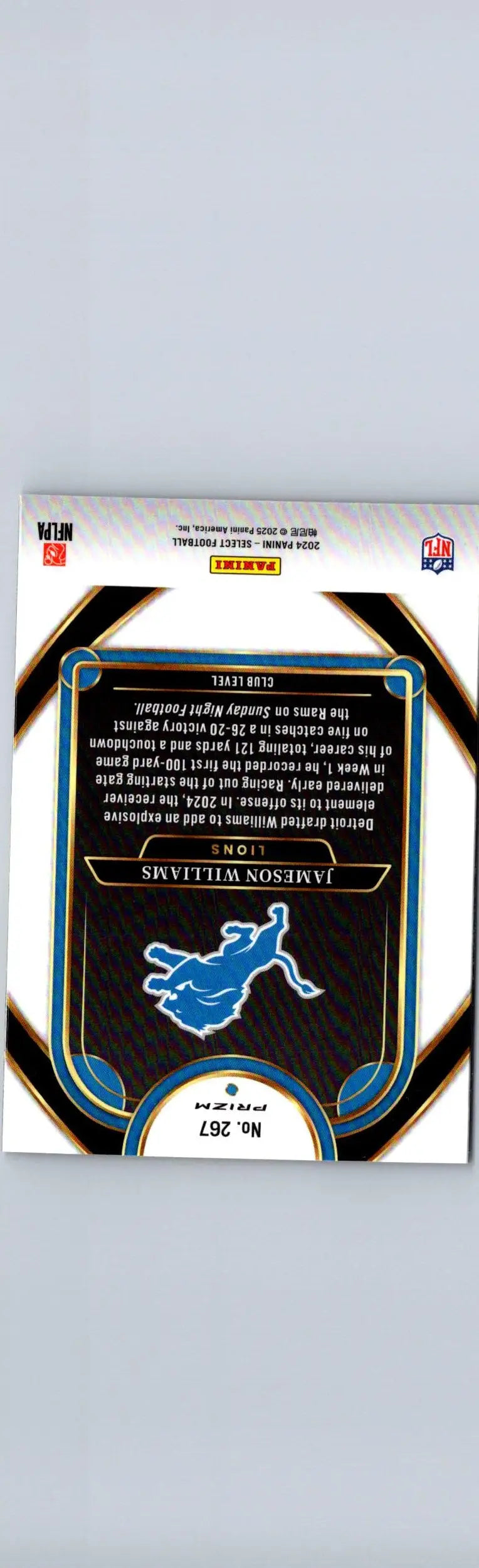 2024 Panini Select #267 Jameson Williams Red & Yellow Prizm Shock