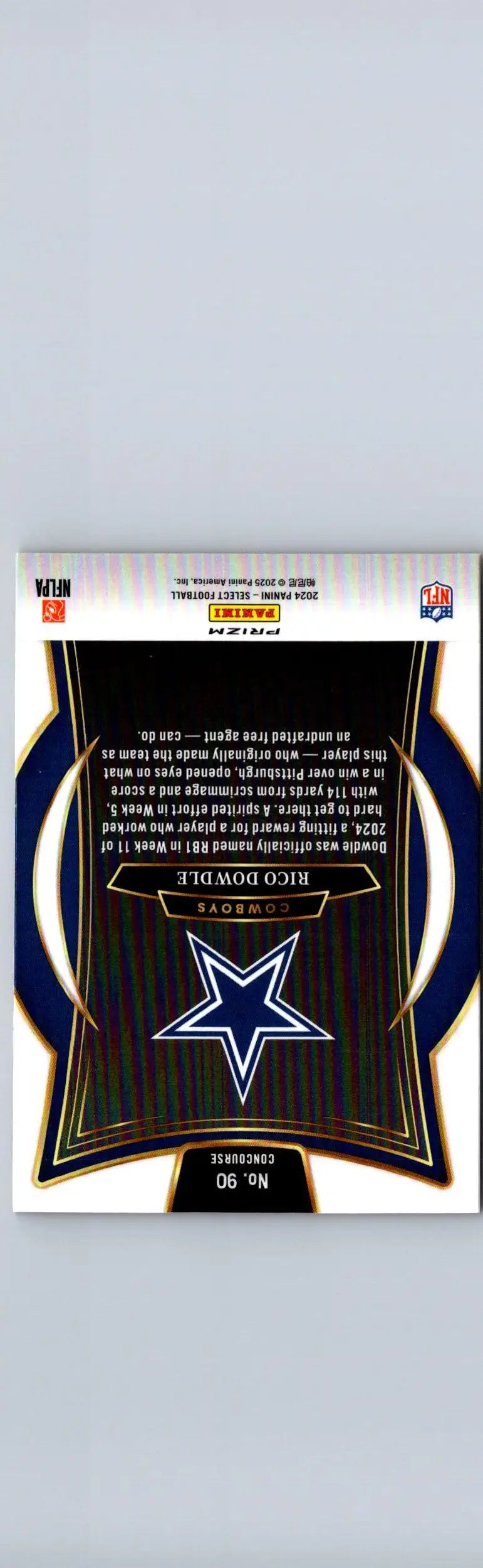 2024 Panini Select #90 Rico Dowdle Red & Yellow Prizm Shock