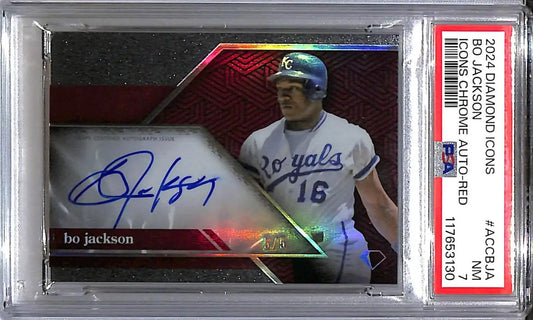 2024 Topps Diamond Icons Red #ACC-BJA Bo Jackson PSA 7 NM Auto 5/5 Kansas City Royals