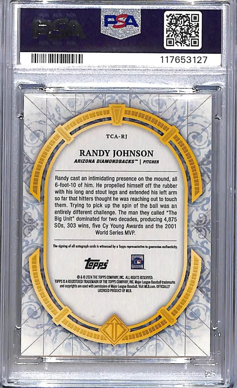 2024 Topps Transcendent Collection #TCA-RJ Randy Johnson PSA 9 MINT Auto 12/25 Arizona Diamondbacks
