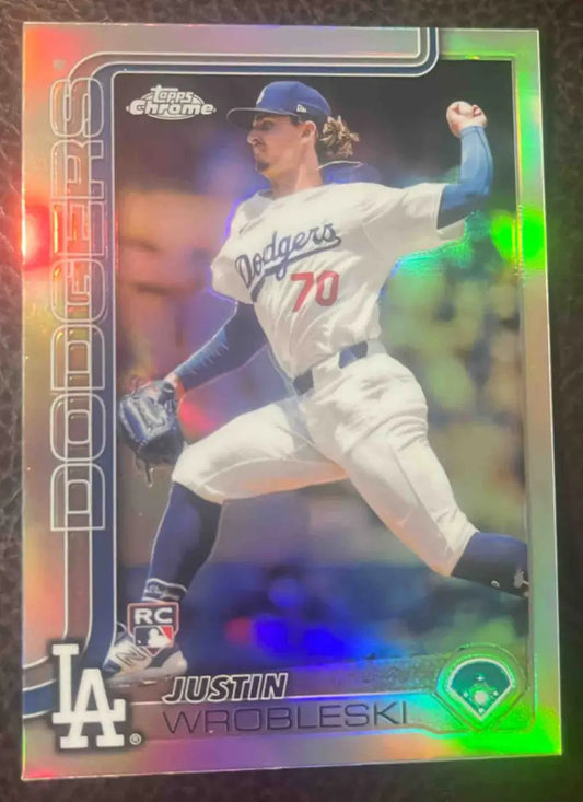 2025 Topps Baseball Chrome Justin Wrobleski Refractor #38 RC Los Angeles Dodgers