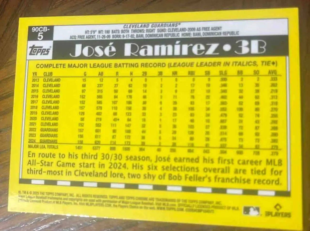 2025 Topps Baseball Chrome LogoFractor Jose Ramirez #12 Cleveland Guardians