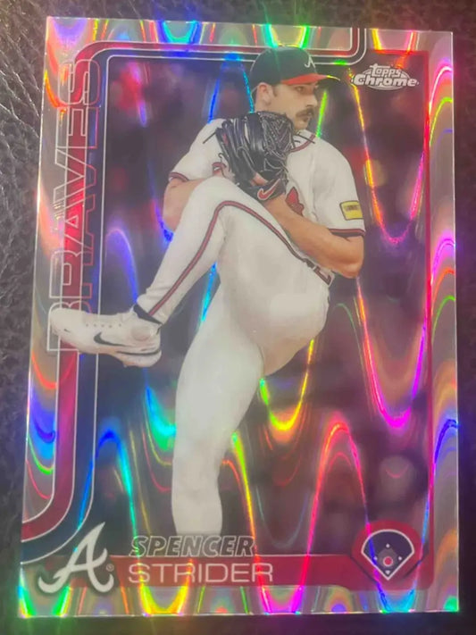 2025 Topps Baseball Chrome Spencer Strider RayWave Refractor #46 Atlanta Braves
