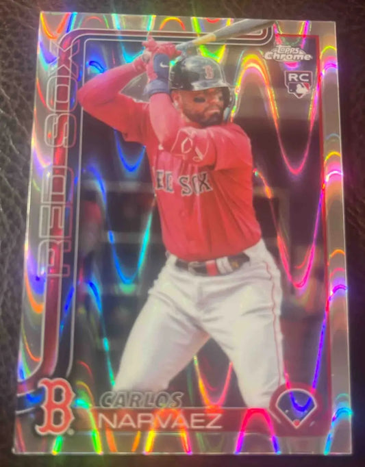 2025 Topps Chrome Carlos Narvaez RayWave Refractor #194 RC Red Sox