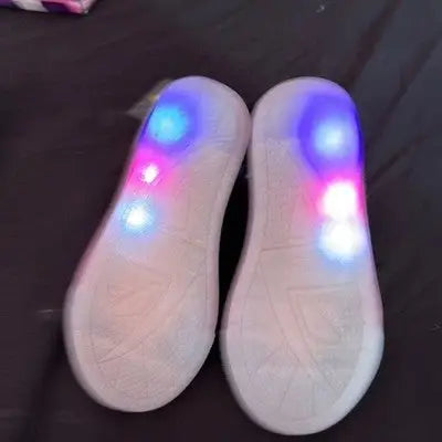 Athletic Works Girl's Light-Up Sneakers Size 8 Purple Pink Silver Shiny Shoes