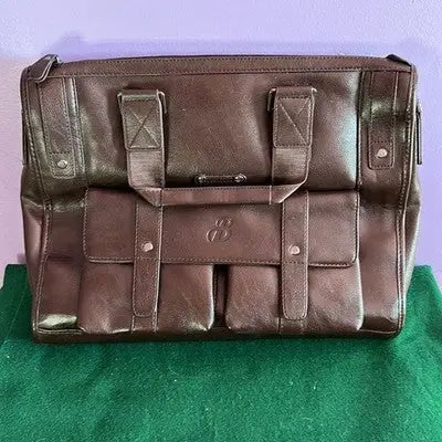 Baillr of Italy Brown Leather Briefcase Laptop Computer Bag Work Messenger