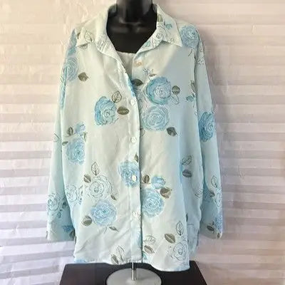 Blair Boutique Women's 2-Piece Blouse Set Powder Blue Top & Shell Size XL