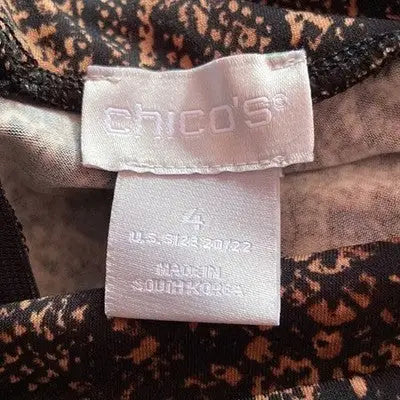 Chico's Women's Brown Black Sleeveless Faux Turtleneck Top Size 4 Rear Zip