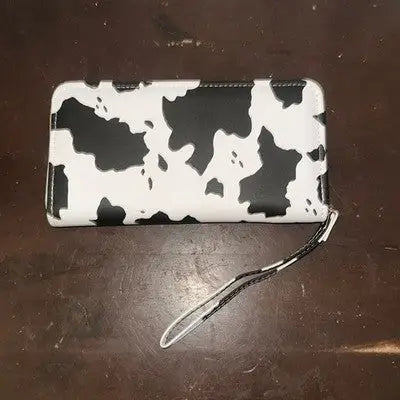 Cow Print Zipper Wallet Clutch Purse Faux Leather Unbranded Women’s Fashion