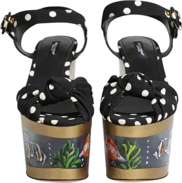 Dolce & Gabbana Multicolor Fish Polka Dot Wedge Sandals – Luxury Designer Shoes | STORE 7994