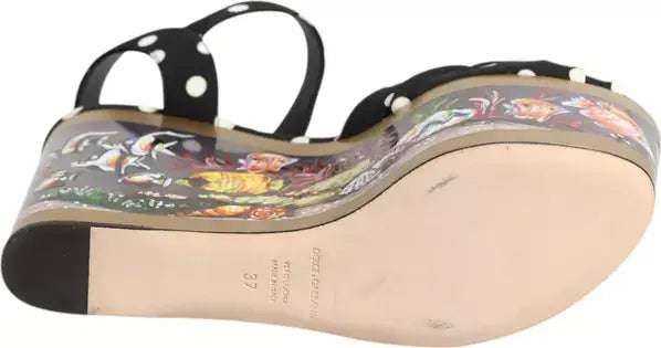 Dolce & Gabbana Multicolor Fish Polka Dot Wedge Sandals – Luxury Designer Shoes | STORE 7994