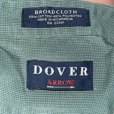 Dover by Arrow Button Down Dress Shirt Men's 17 Green/Black Classic Fit