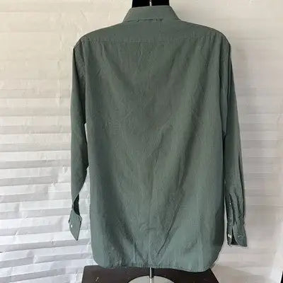 Dover by Arrow Button Down Dress Shirt Men's 17 Green/Black Classic Fit