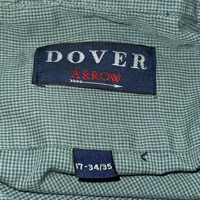Dover by Arrow Button Down Dress Shirt Men's 17 Green/Black Classic Fit