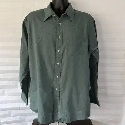 Dover by Arrow Button Down Dress Shirt Men's 17 Green/Black Classic Fit