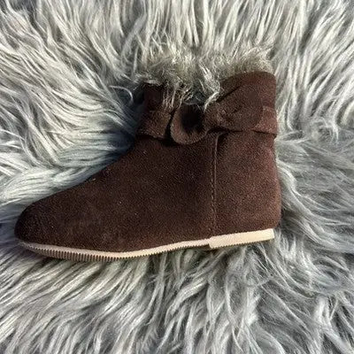 Janie & Jack Toddler Brown Suede Boots Faux Fur Lined Girls Winter Shoes
