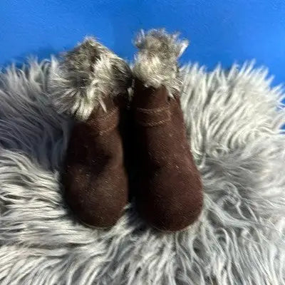 Janie & Jack Toddler Brown Suede Boots Faux Fur Lined Girls Winter Shoes