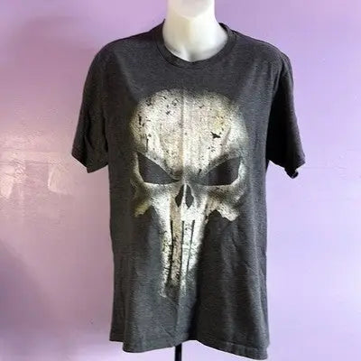 Marvel Comics The Punisher T-Shirt Gray Short Sleeve Size Medium Men's Graphic