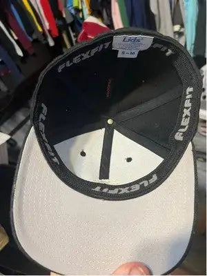 Men's Lids Flexfit Black White Logo Baseball Cap S-M