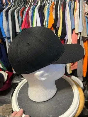 Men's Lids Flexfit Black White Logo Baseball Cap S-M