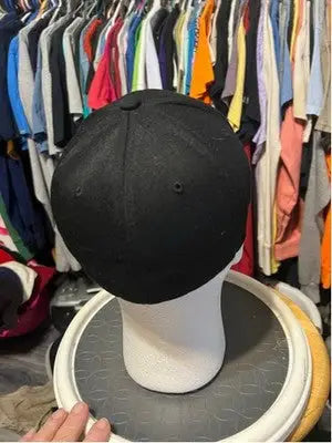 Men's Lids Flexfit Black White Logo Baseball Cap S-M