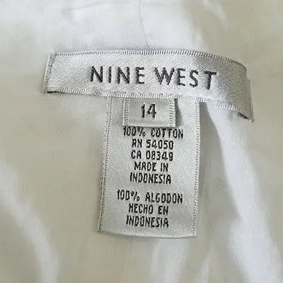 Nine West Women's White Eyelet Sundress Size 14 Summer Casual Sleeveless Dress
