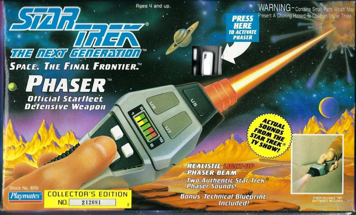 Playmates 1992 Star Trek The Next Generation TNG Phaser (Used)