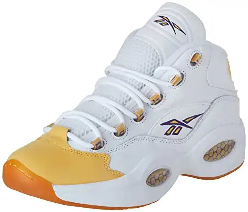 Reebok Question Mid Sneakers Men's Size 8 White Yellow Ultra Violet