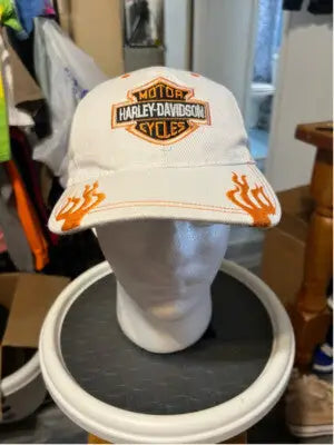 Unisex Harley-Davidson Hat One Size White & Orange