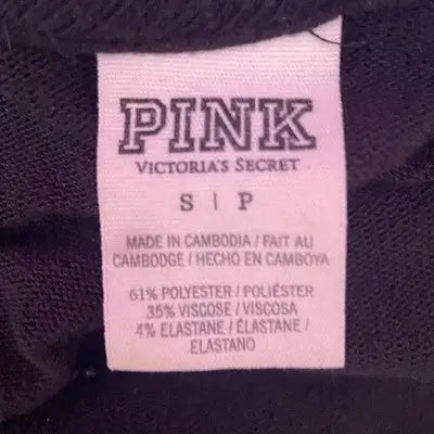 Victoria's Secret PINK Black Full Zip Cardigan Sweatshirt Size Small S Logo