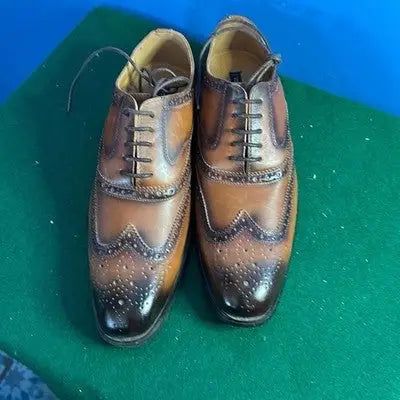 Vincent Cavallo Brown Leather Wingtip Dress Shoes Size 10 Lace-Up Oxford Men's