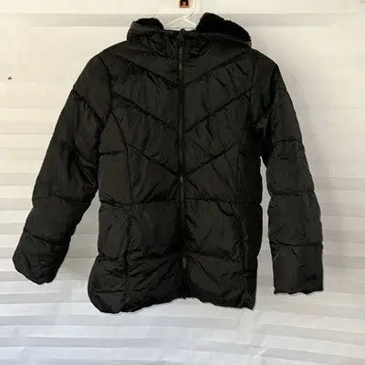 Wonder Nation Girl's Black Puffer Jacket Size 10/12 Warm Winter Coat